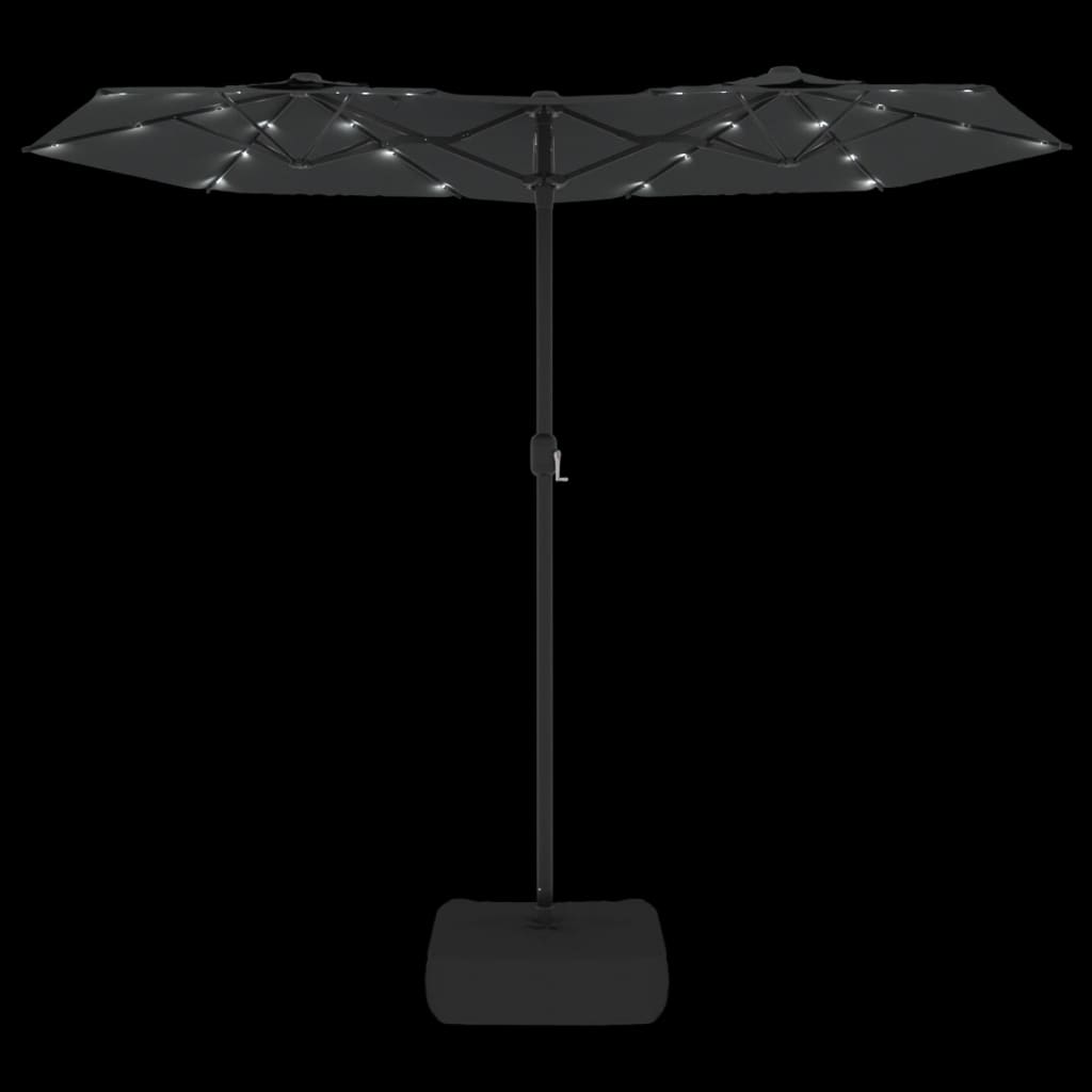 vidaXL Double-Head Parasol with LEDs Anthracite 316x240 cm