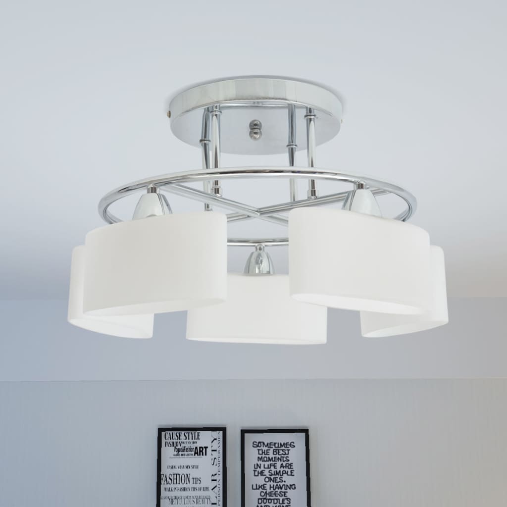 vidaXL Ceiling Lamp with Ellipsoid Glass Shades for 5 E14 Bulbs 200 W
