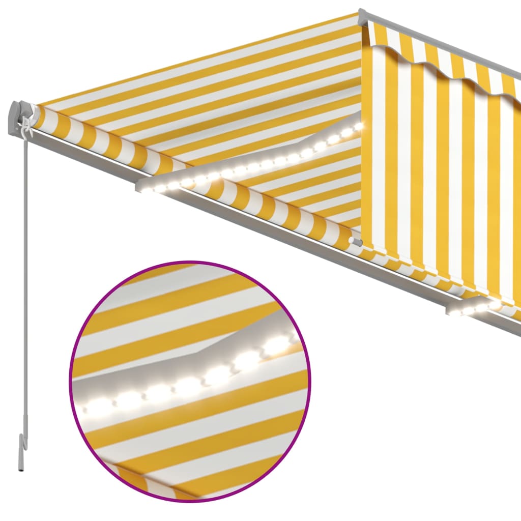 vidaXL Manual Retractable Awning with Blind&LED 3.5x2.5m Yellow&White