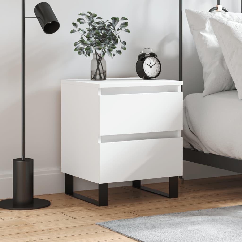 vidaXL Bedside Cabinet White 40x35x50 cm Engineered Wood