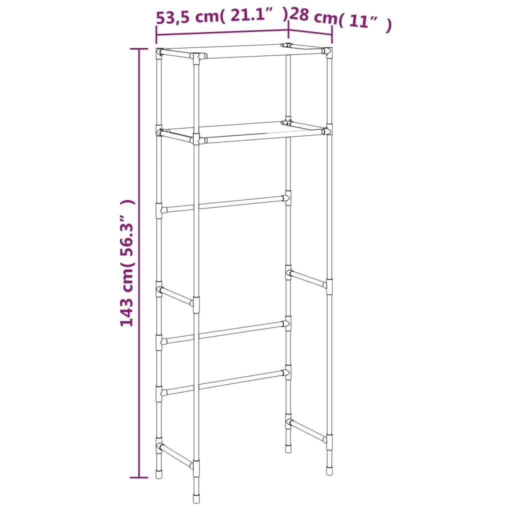 vidaXL 2-Tier Storage Rack over Toilet Grey 53.5x28x143 cm Iron
