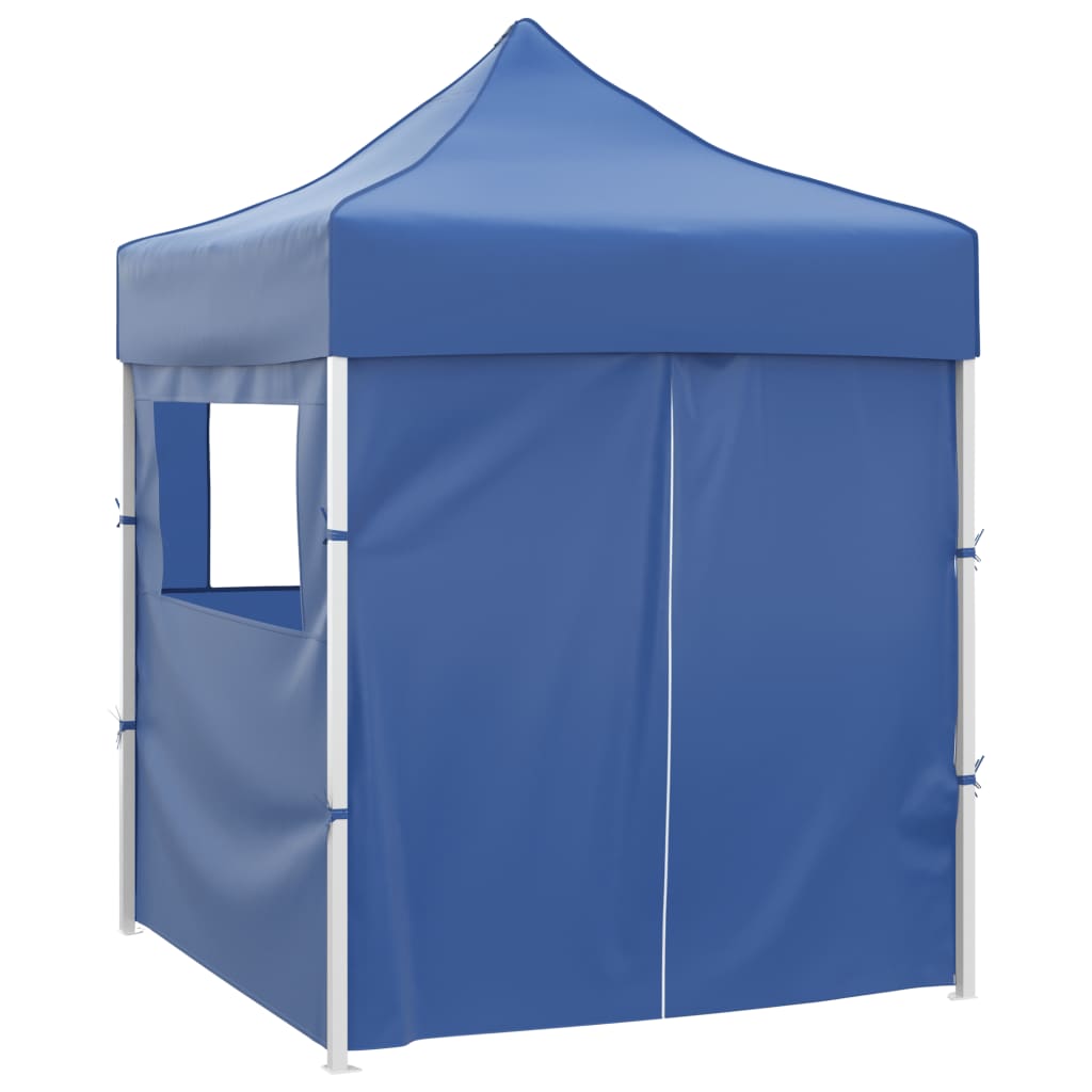 vidaXL Professional Folding Party Tent with 4 Sidewalls 2x2 m Steel Blue