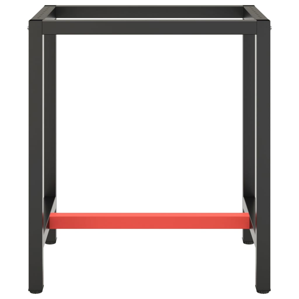 vidaXL Work Bench Frame Matte Black and Matte Red 70x50x79 cm Metal