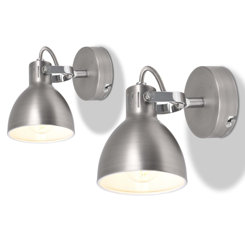 vidaXL Wall Lamps 2 pcs for 2 Bulbs E14 Grey