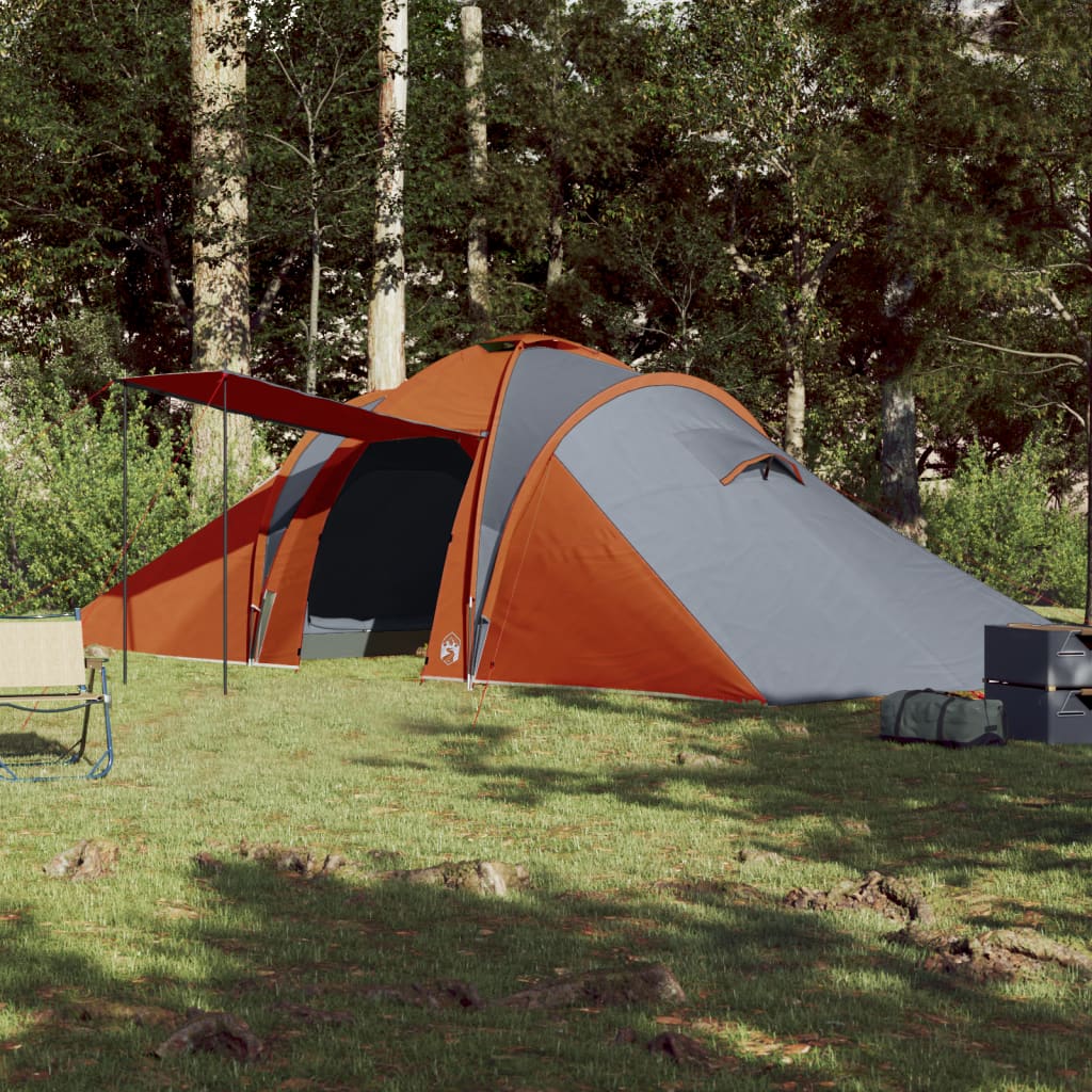 vidaXL Family Tent Dome 6-Person Grey and Orange Waterproof
