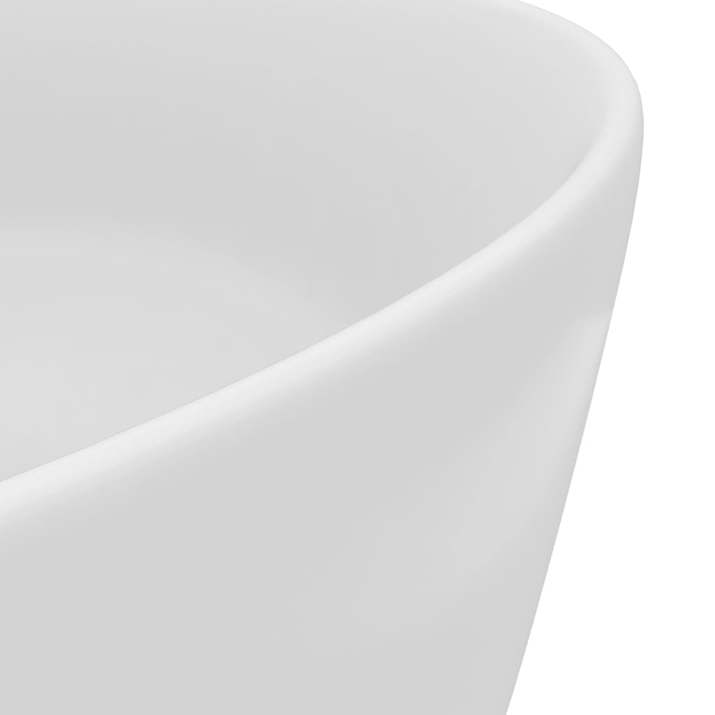 vidaXL Luxury Wash Basin Round Matt White 40x15 cm Ceramic
