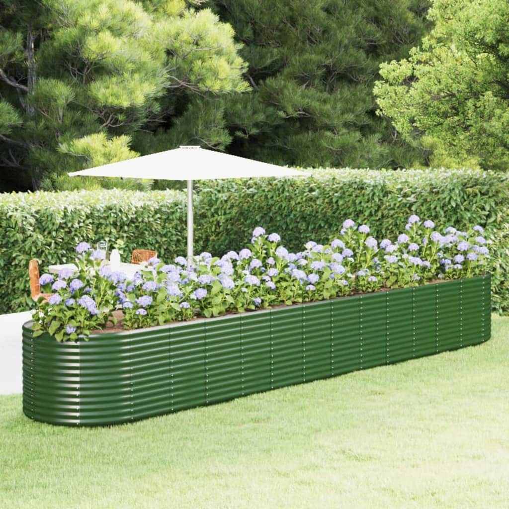vidaXL Garden Raised Bed Green 554x100x68 cm Powder-coated Steel