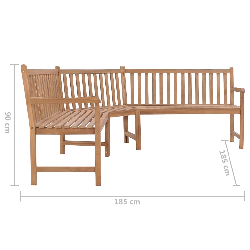 vidaXL Garden Corner Bench 185x185x90 cm Solid Teak Wood