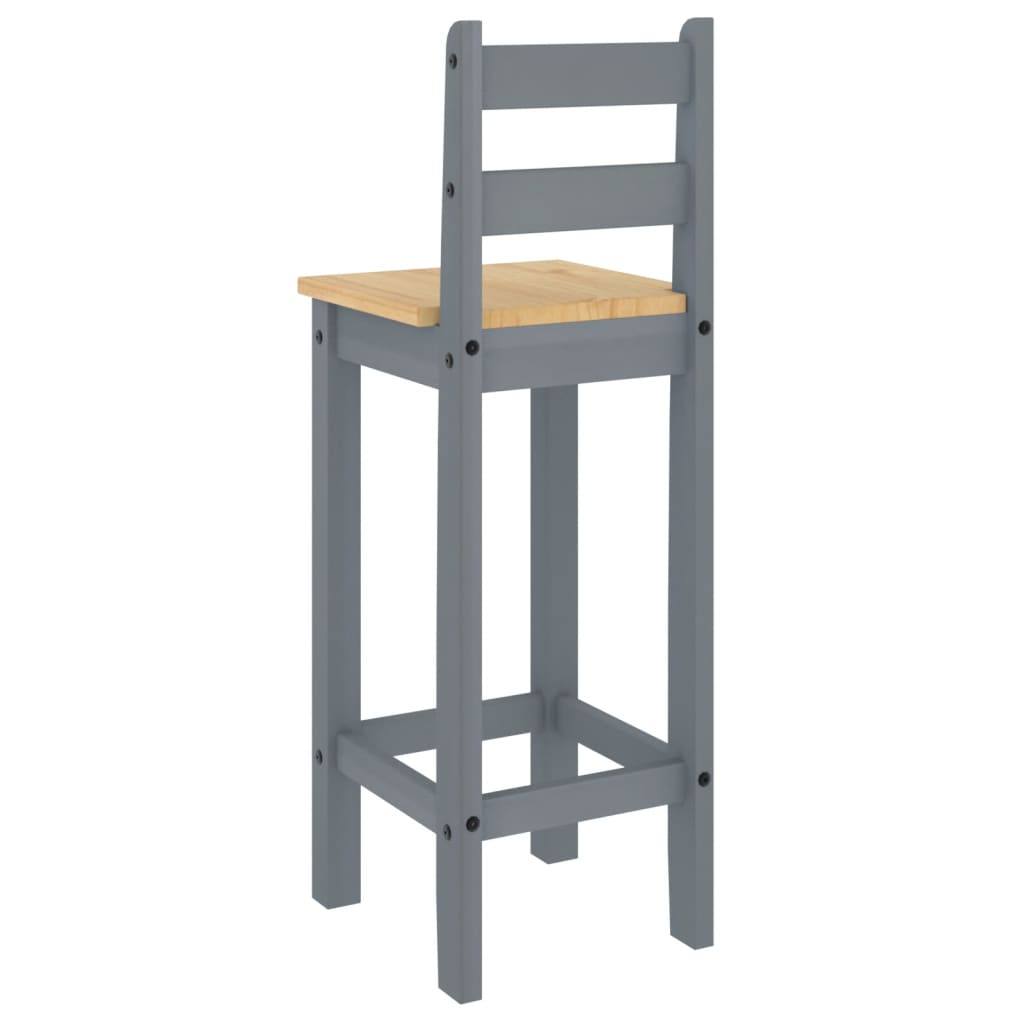 vidaXL Bar Chairs 2 pcs Grey Solid Wood Pine