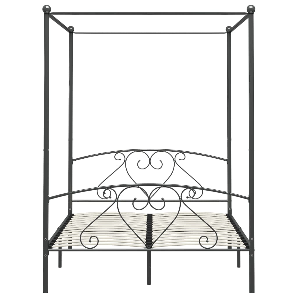 vidaXL Canopy Bed Frame Grey Metal 140x200 cm
