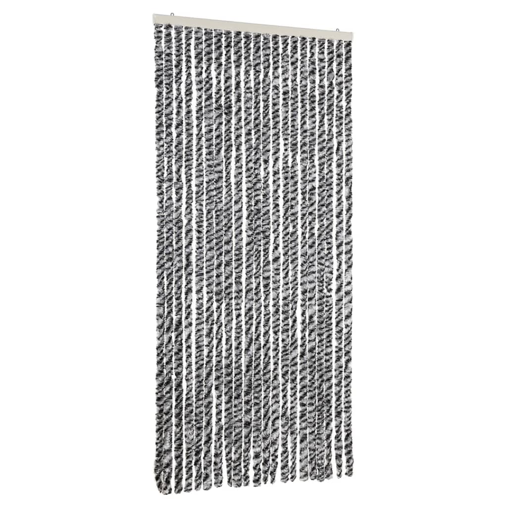 vidaXL Fly Curtain Grey and Black and White 90x220 cm Chenille