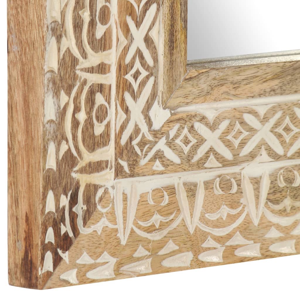 vidaXL Hand-Carved Mirror 50x50x2.6 cm Solid Mango Wood