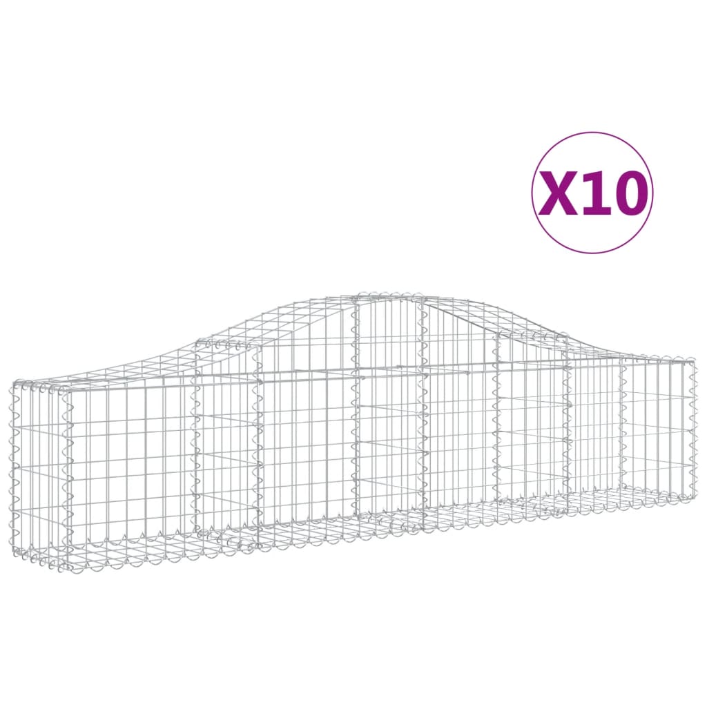 vidaXL Arched Gabion Baskets 10 pcs 200x30x40/60 cm Galvanised Iron