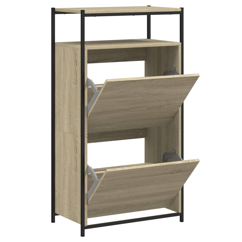 vidaXL Shoe Cabinet Sonoma Oak 60x34x112 cm Engineered Wood
