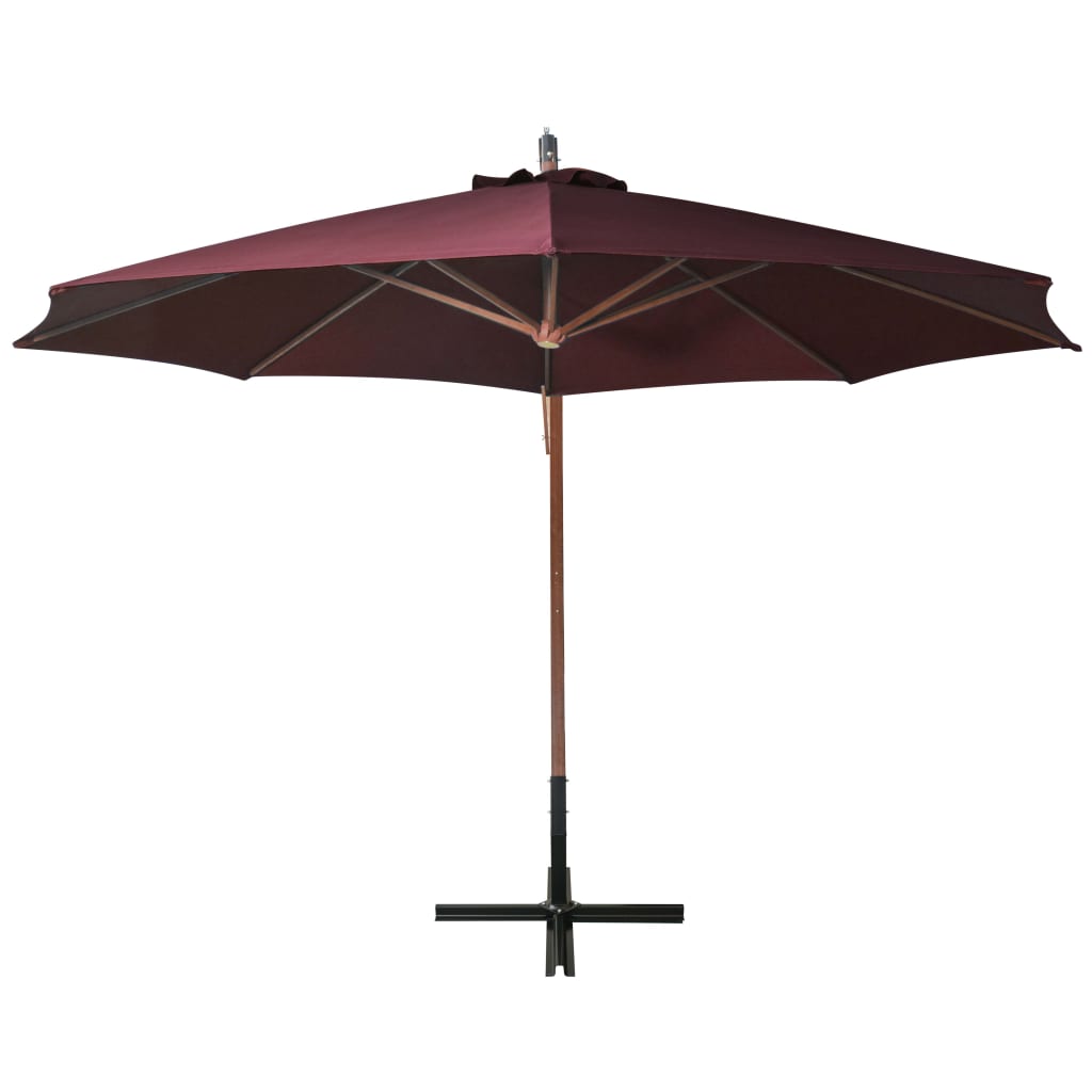vidaXL Hanging Parasol with Pole Bordeaux Red 3.5x2.9 m Solid Fir Wood
