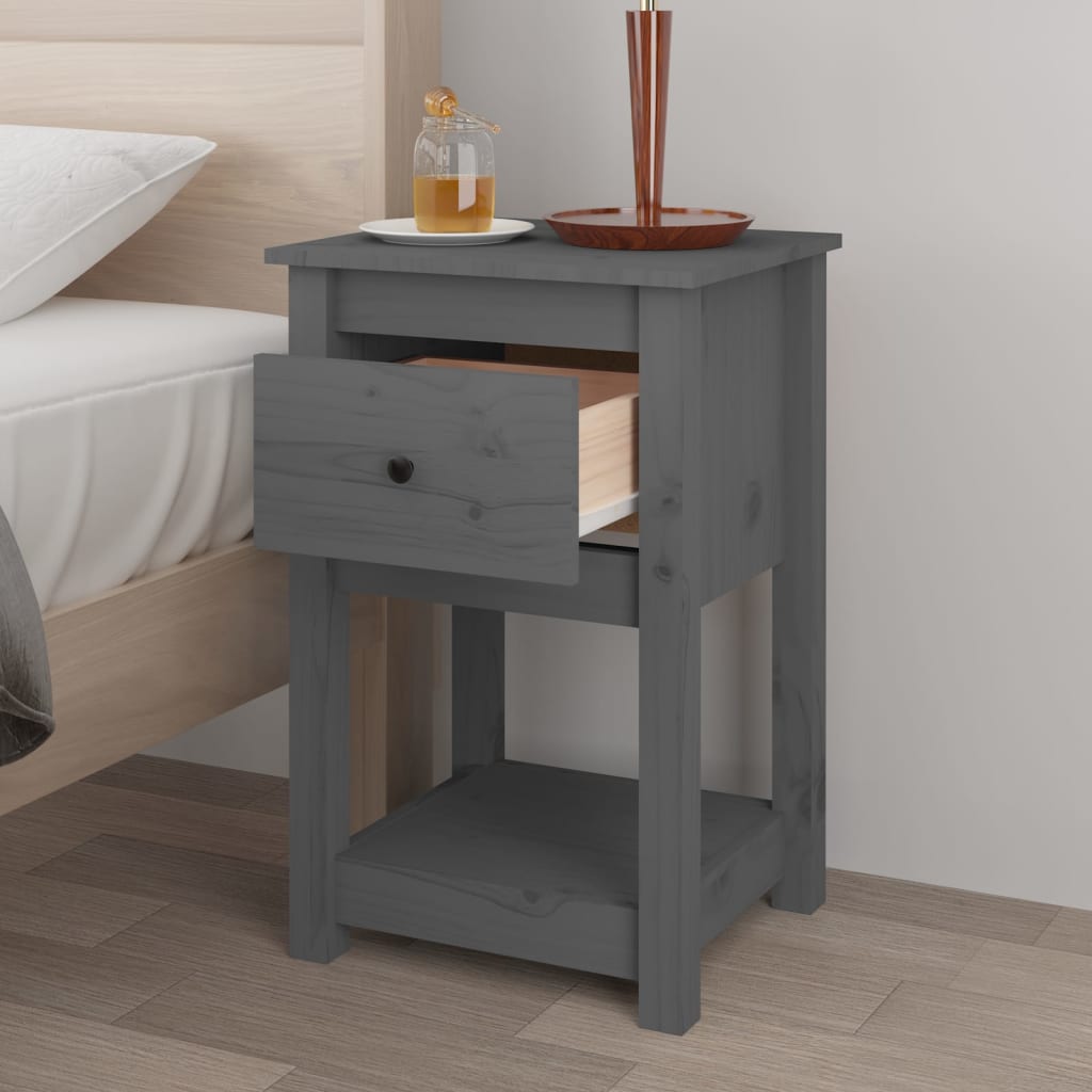 vidaXL Bedside Cabinets 2 pcs Grey 40x35x61.5 cm Solid Wood Pine
