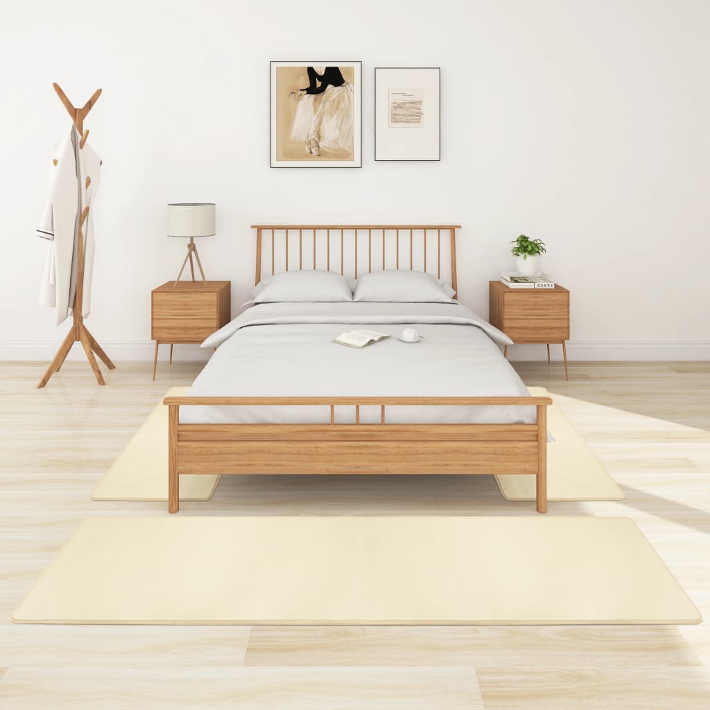 vidaXL Bed Carpets Shaggy High Pile 3 pcs Cream