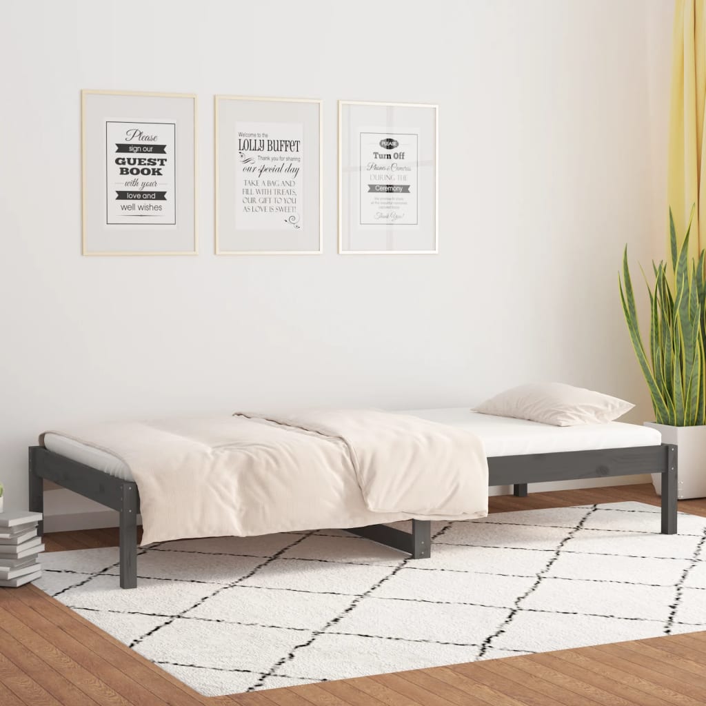 vidaXL Day Bed Grey 90x190 cm Single Solid Wood Pine