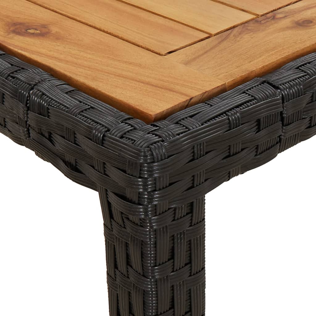 vidaXL Garden Table 190x90x75 cm Poly Rattan and Acacia Wood Black
