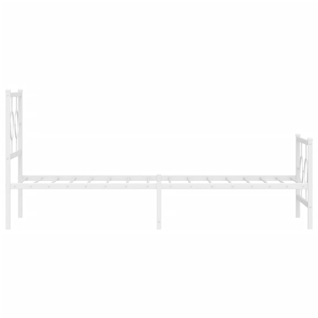 vidaXL Metal Bed Frame with Headboard and Footboard White 75x190 cm Small Single