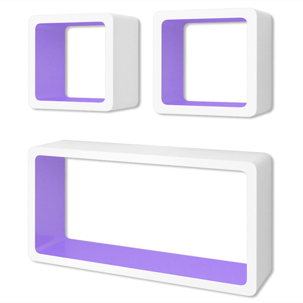 vidaXL Wall Cube Shelves 6 pcs White and Purple