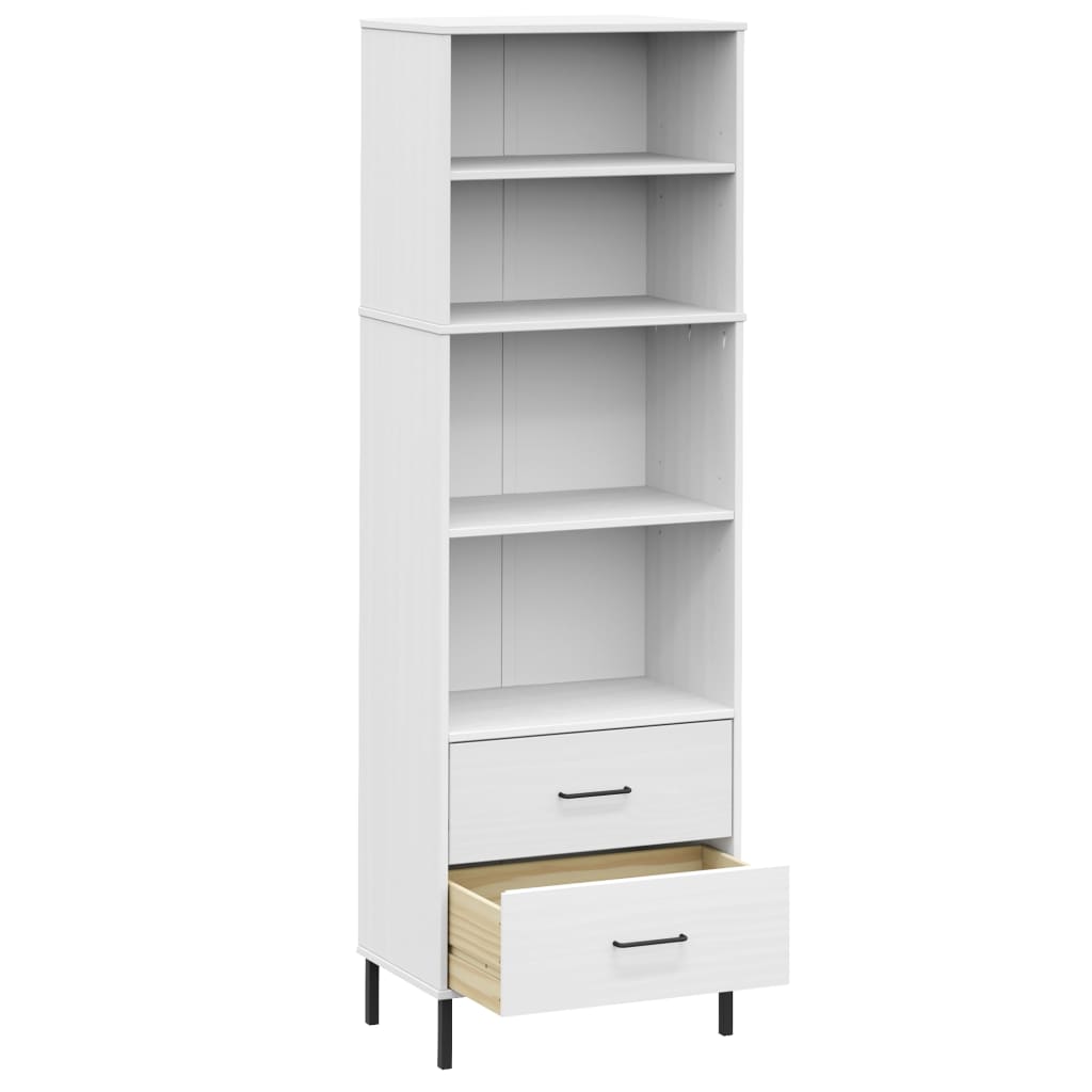 vidaXL Bookcase with 2 Drawers White 60x35x180 cm Solid Wood OSLO