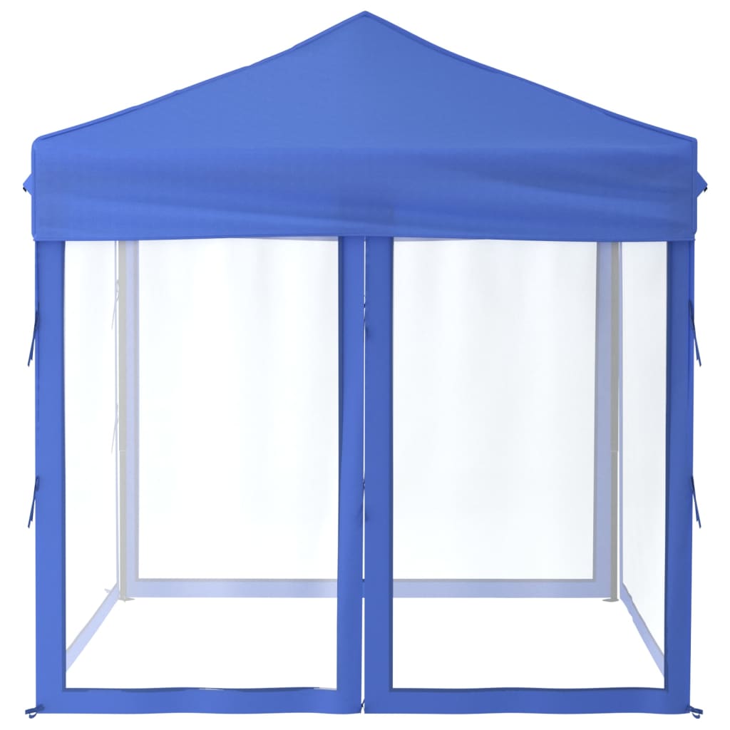 vidaXL Folding Party Tent with Sidewalls Blue 2x2 m