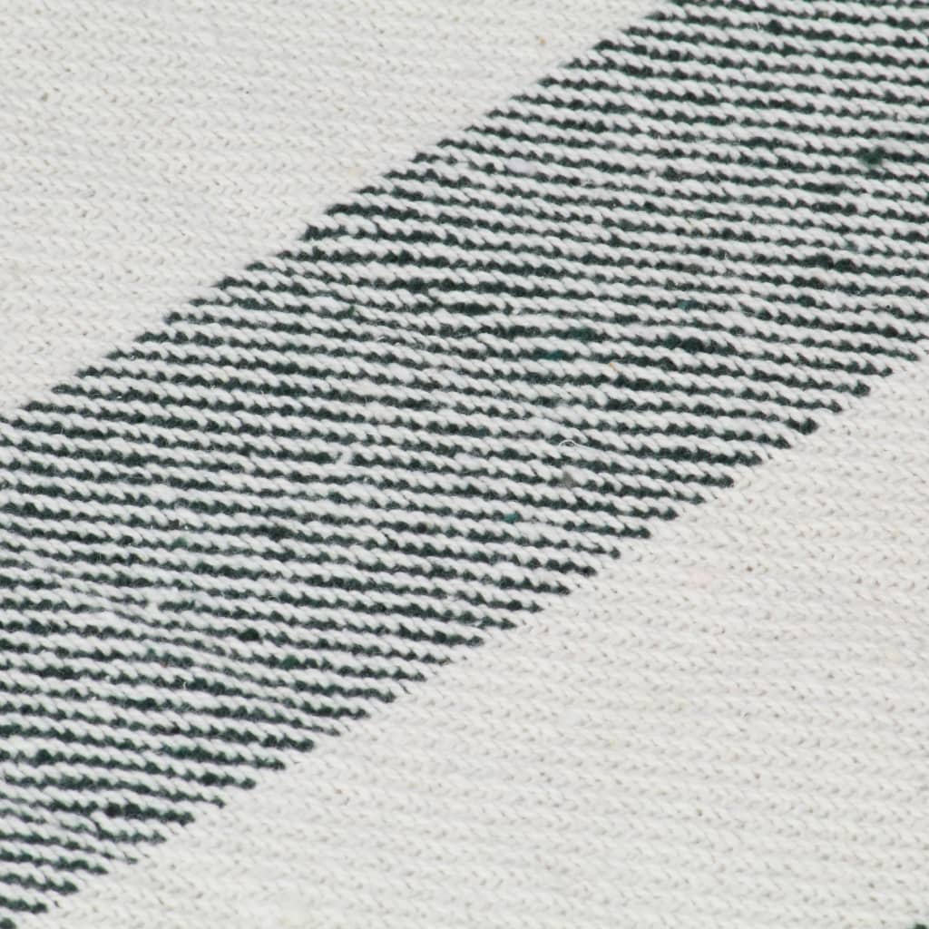 vidaXL Throw Cotton Stripe 125x150 cm Dark Green