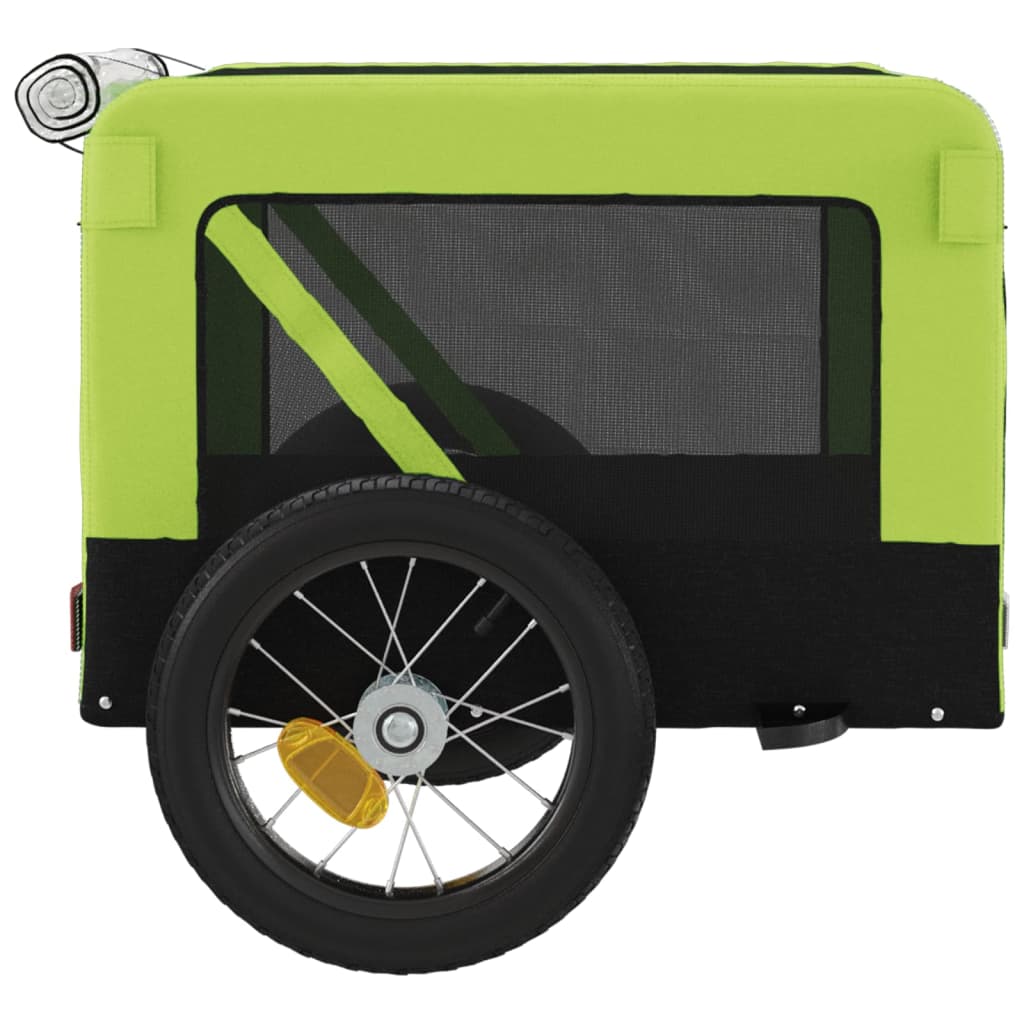 vidaXL Pet Bike Trailer Green and Black Oxford Fabric and Iron
