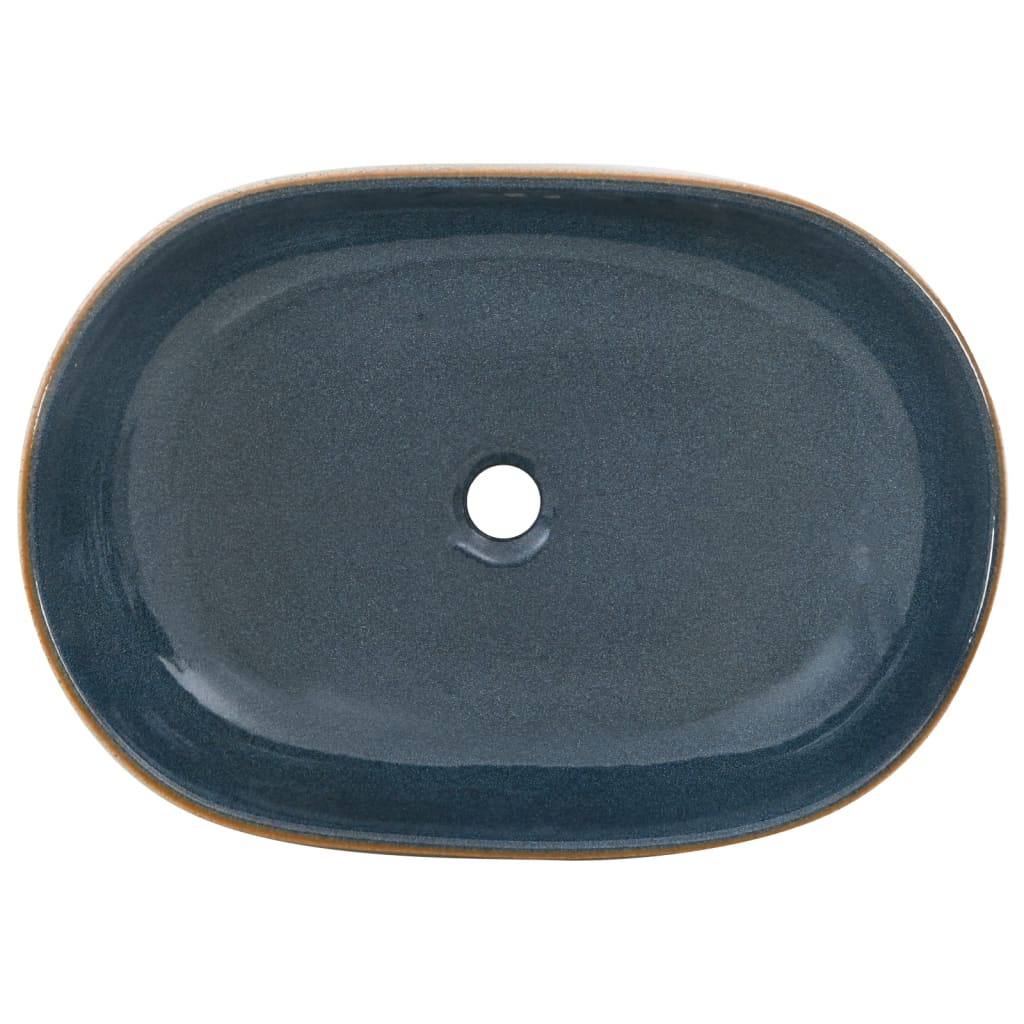vidaXL Countertop Basin Sand and Blue Oval 59x40x14 cm Ceramic