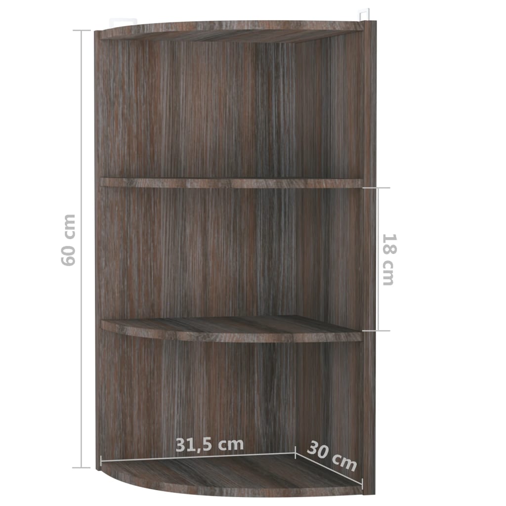 vidaXL Wall Corner Shelf Grey and Sonoma Oak 30x31.5x60 cm Engineered Wood