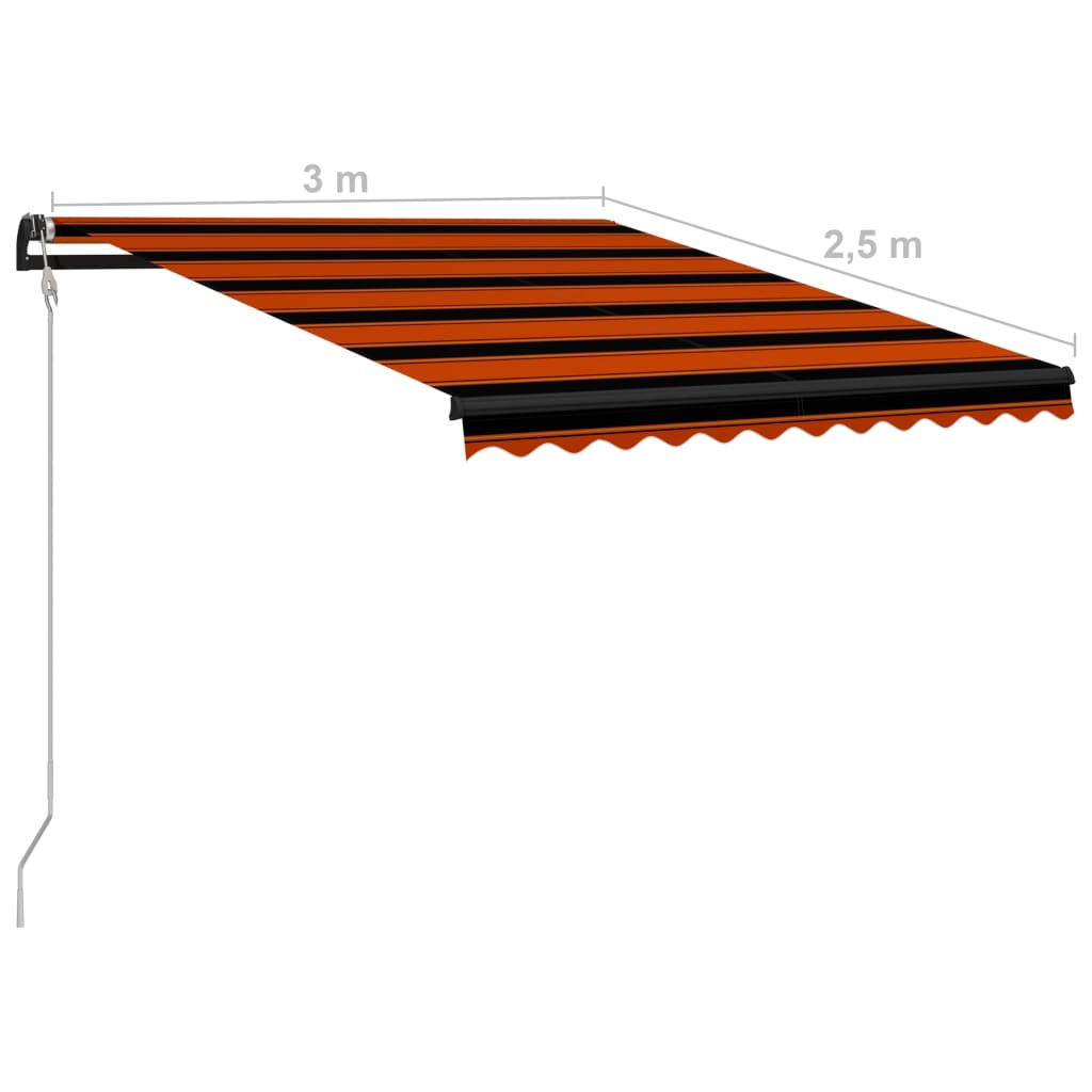 vidaXL Automatic Retractable Awning 300x250 cm Orange and Brown