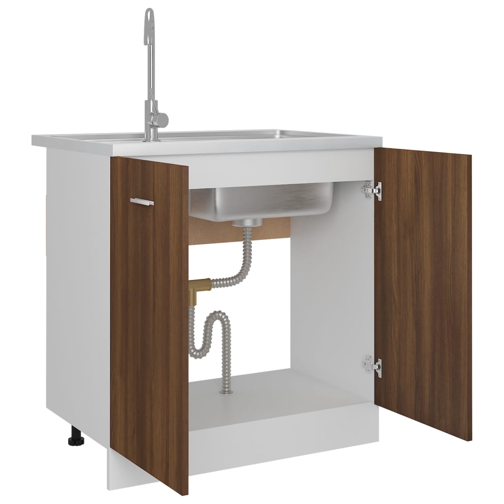 vidaXL Sink Bottom Cabinet Brown Oak 80x46x81.5 cm Engineered Wood