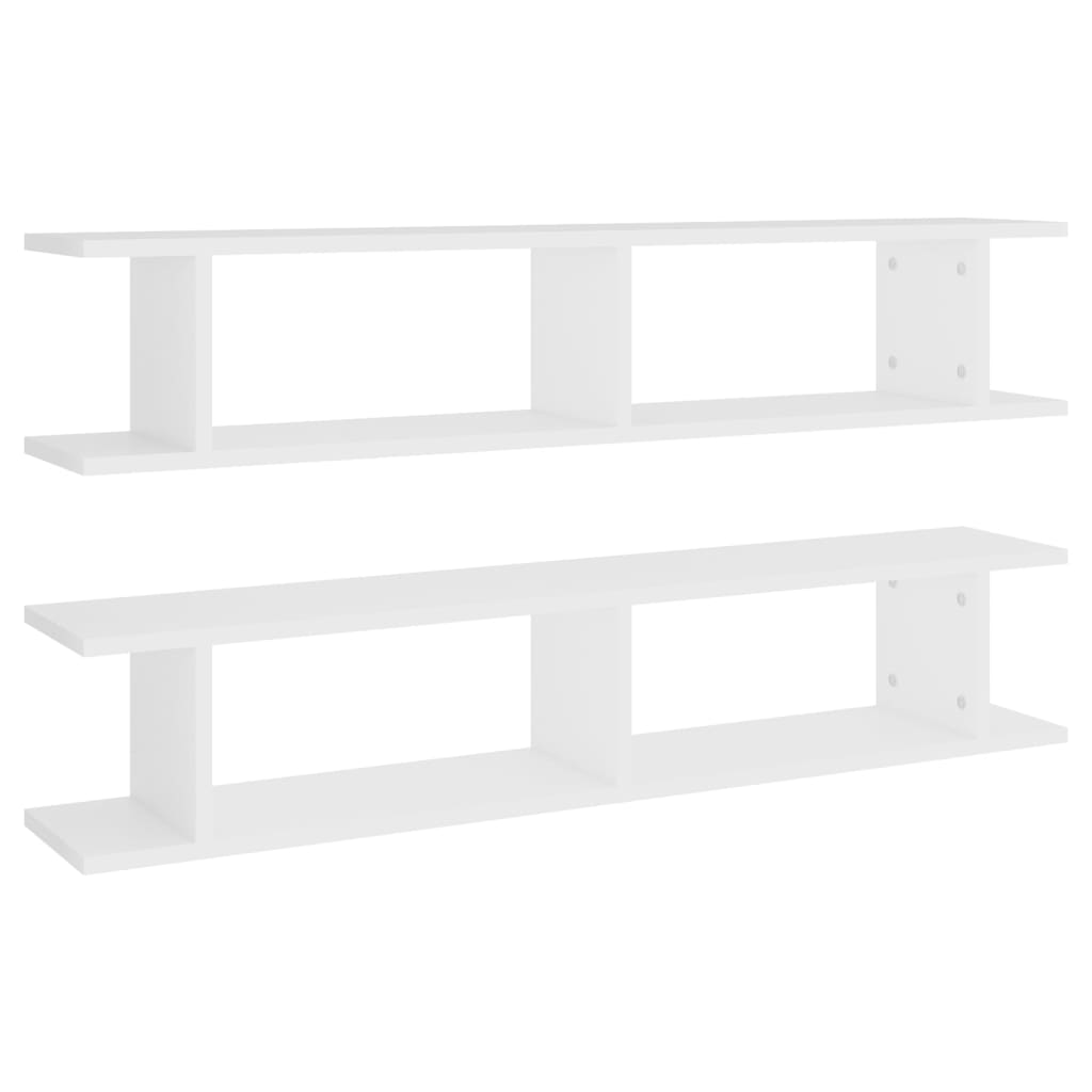 vidaXL Wall Shelf 2 pcs White 105x18x20 cm Engineered Wood