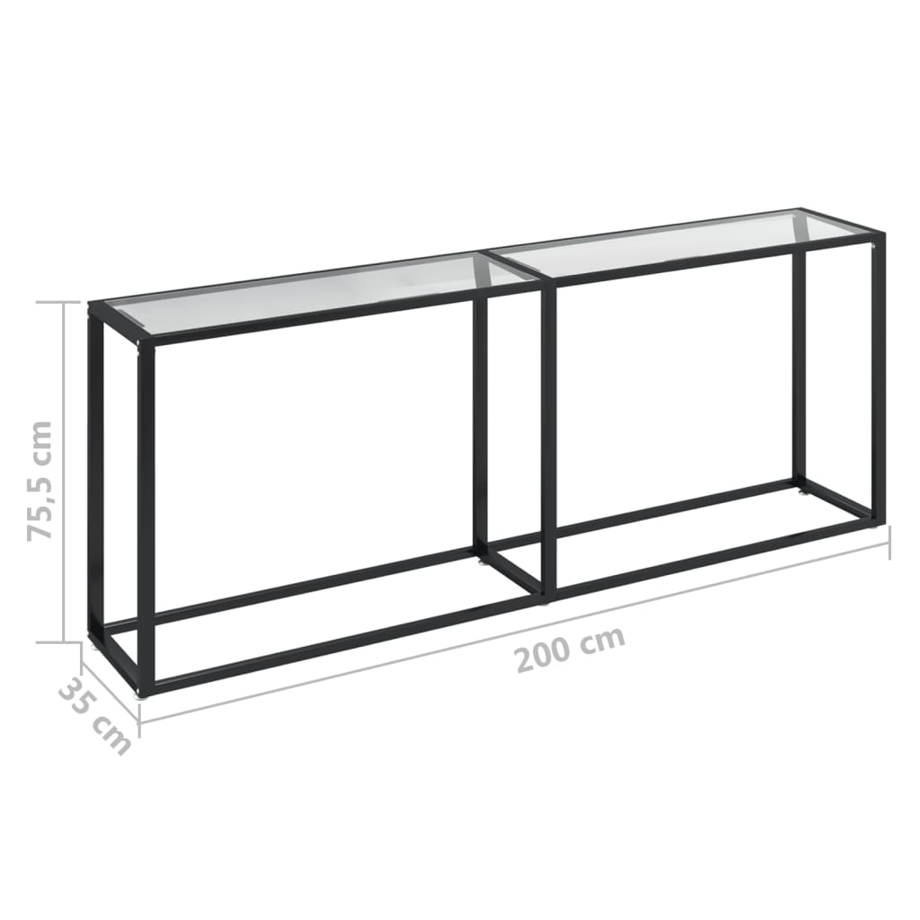 vidaXL Console Table Transparent 200x35x75.5cm Tempered Glass