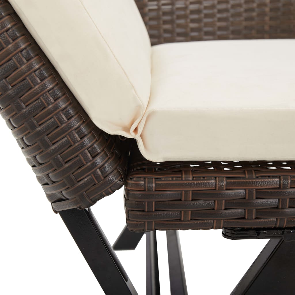 vidaXL Garden Bench with Cushions Brown 176 cm Poly Rattan