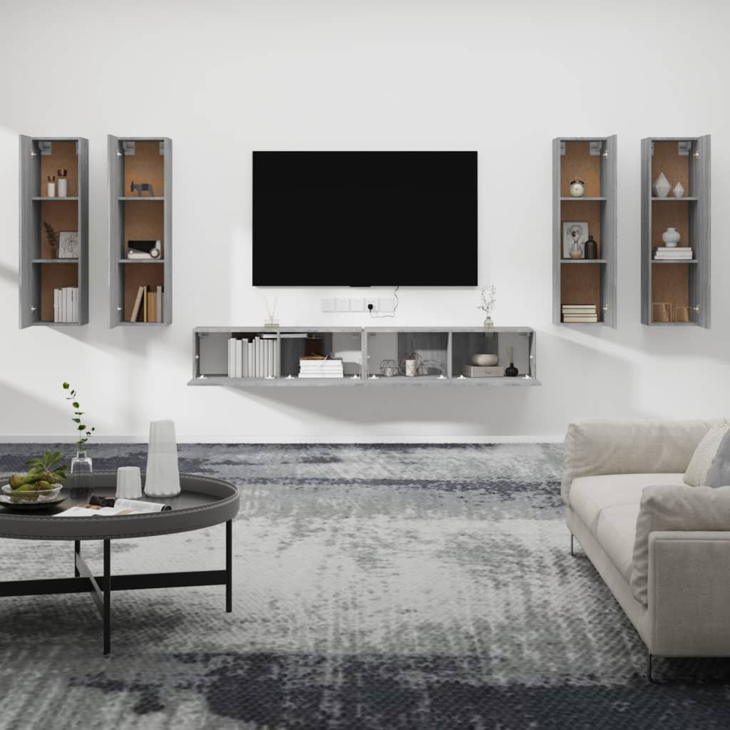 vidaXL 6 Piece TV Cabinet Set Grey Sonoma Engineered Wood