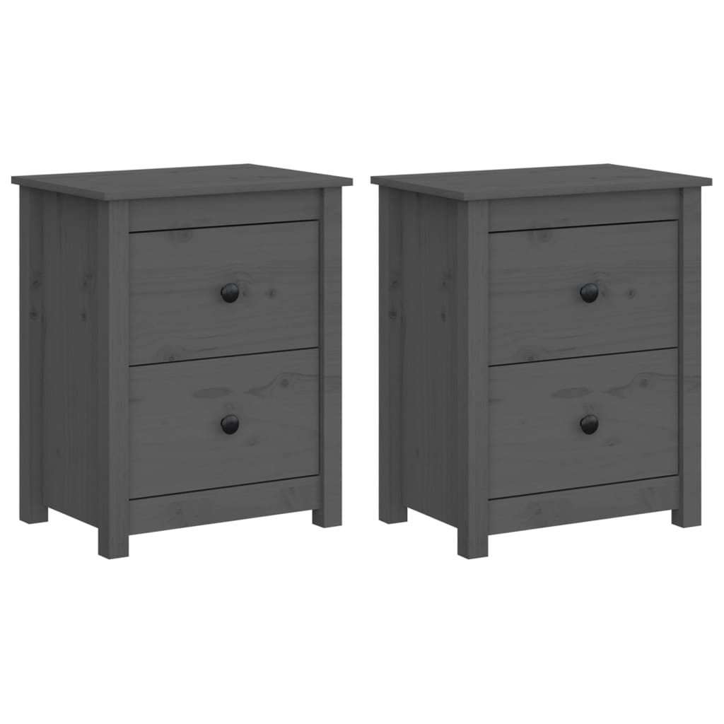 vidaXL Bedside Cabinets 2 pcs Grey 50x35x61.5 cm Solid Wood Pine