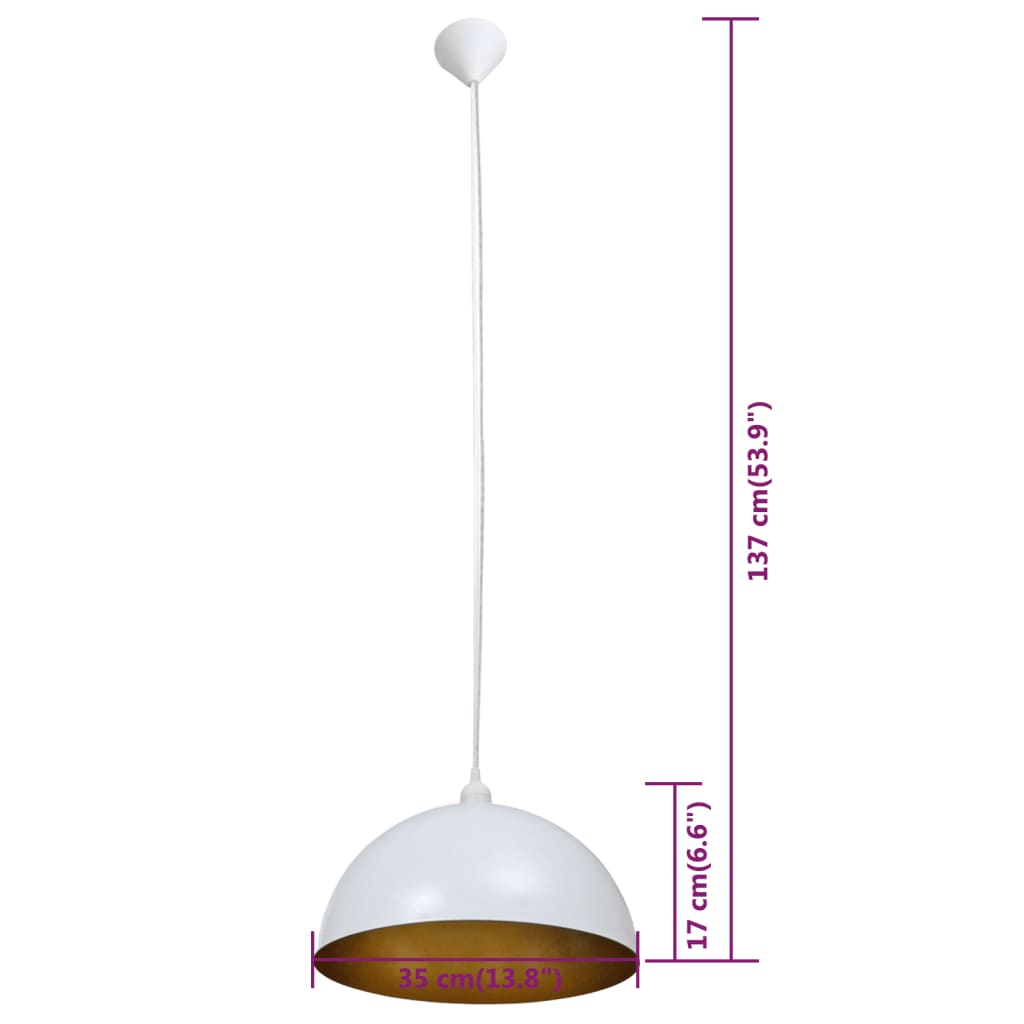 vidaXL Ceiling Lamp 2 pcs Height-adjustable Semi-spherical White