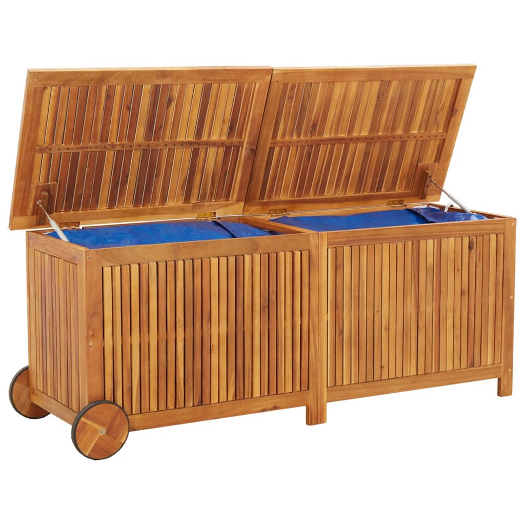 vidaXL Garden Storage Box with Wheels 150x50x58 cm Solid Wood Acacia