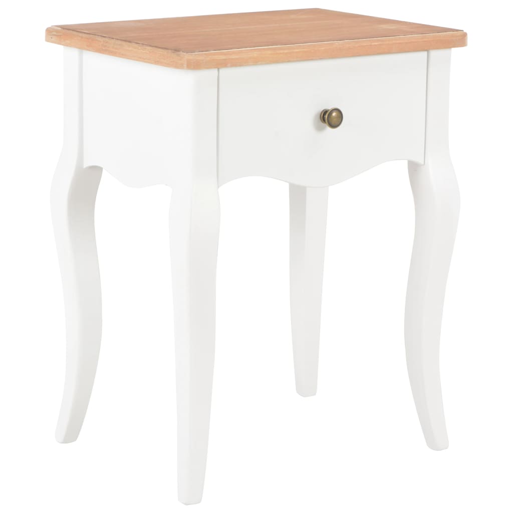 vidaXL Nightstand White and Brown 40x30x50 cm Solid Pine Wood