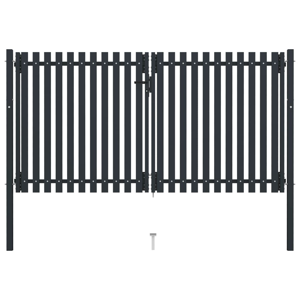 vidaXL Double Door Fence Gate Steel 306x220 cm Anthracite