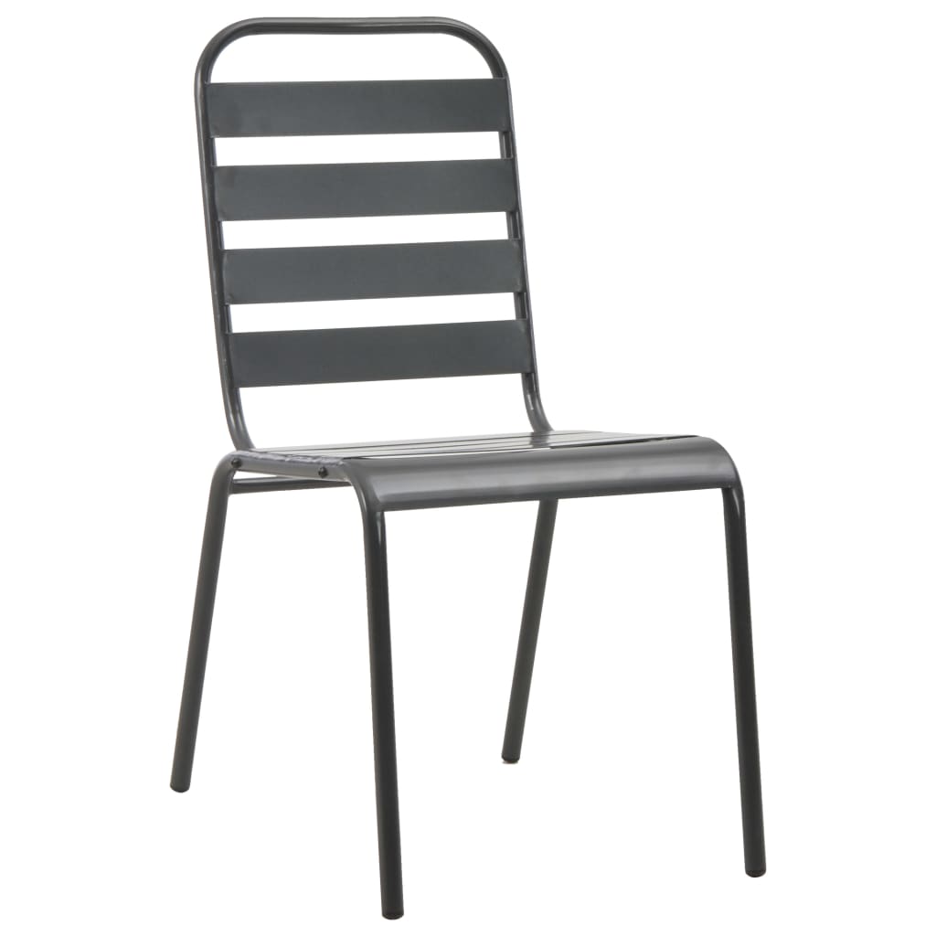 vidaXL Stackable Outdoor Chairs 2 pcs Steel Grey