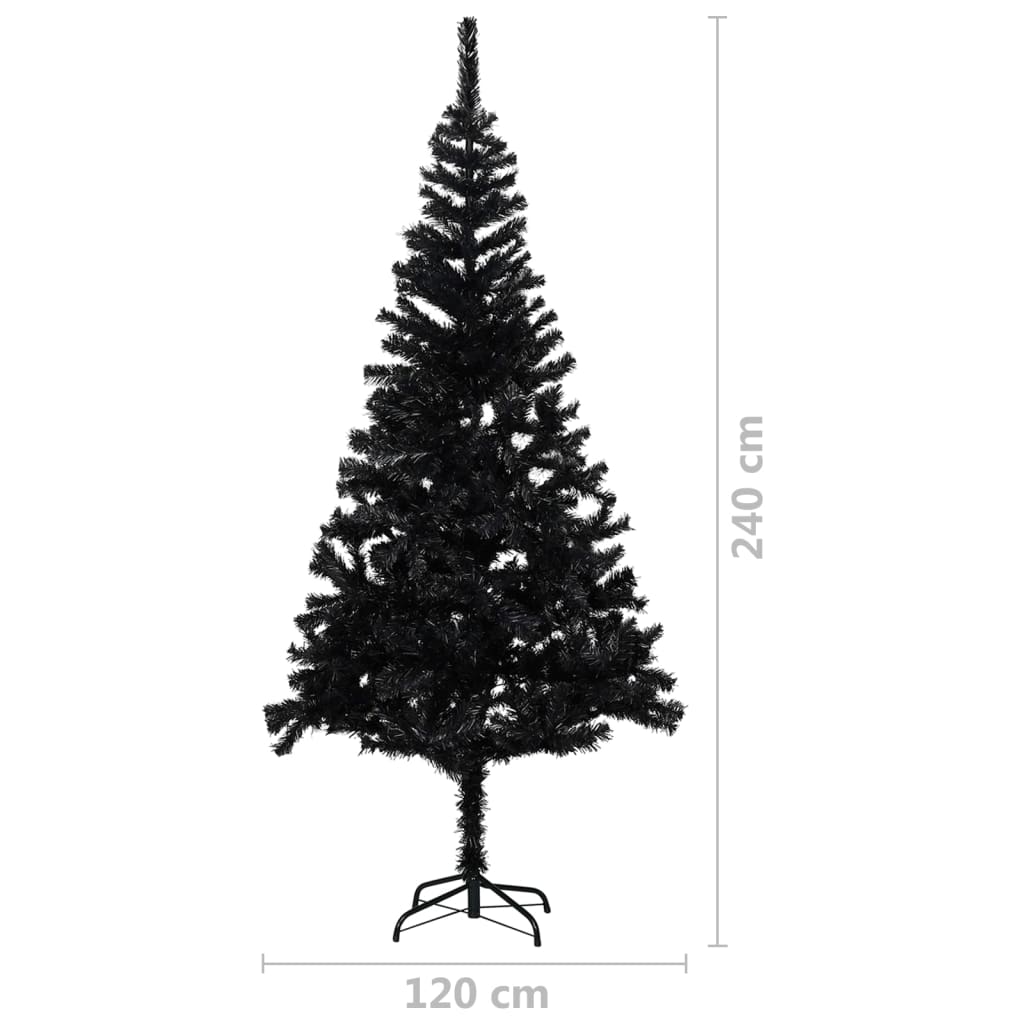 vidaXL Artificial Pre-lit Christmas Tree with Ball Set Black 240 cm PVC