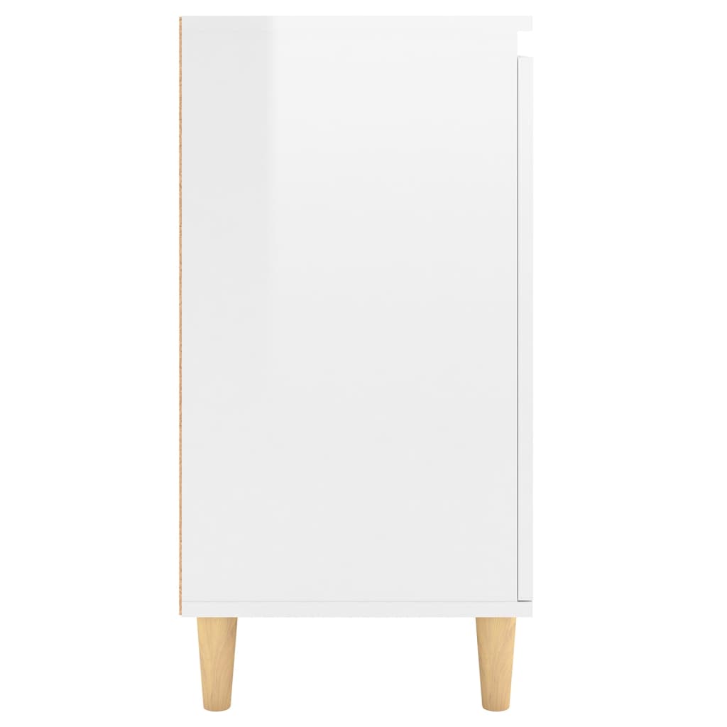 vidaXL Sideboard&Solid Wood Legs High Gloss White 60x35x70cm Engineered Wood