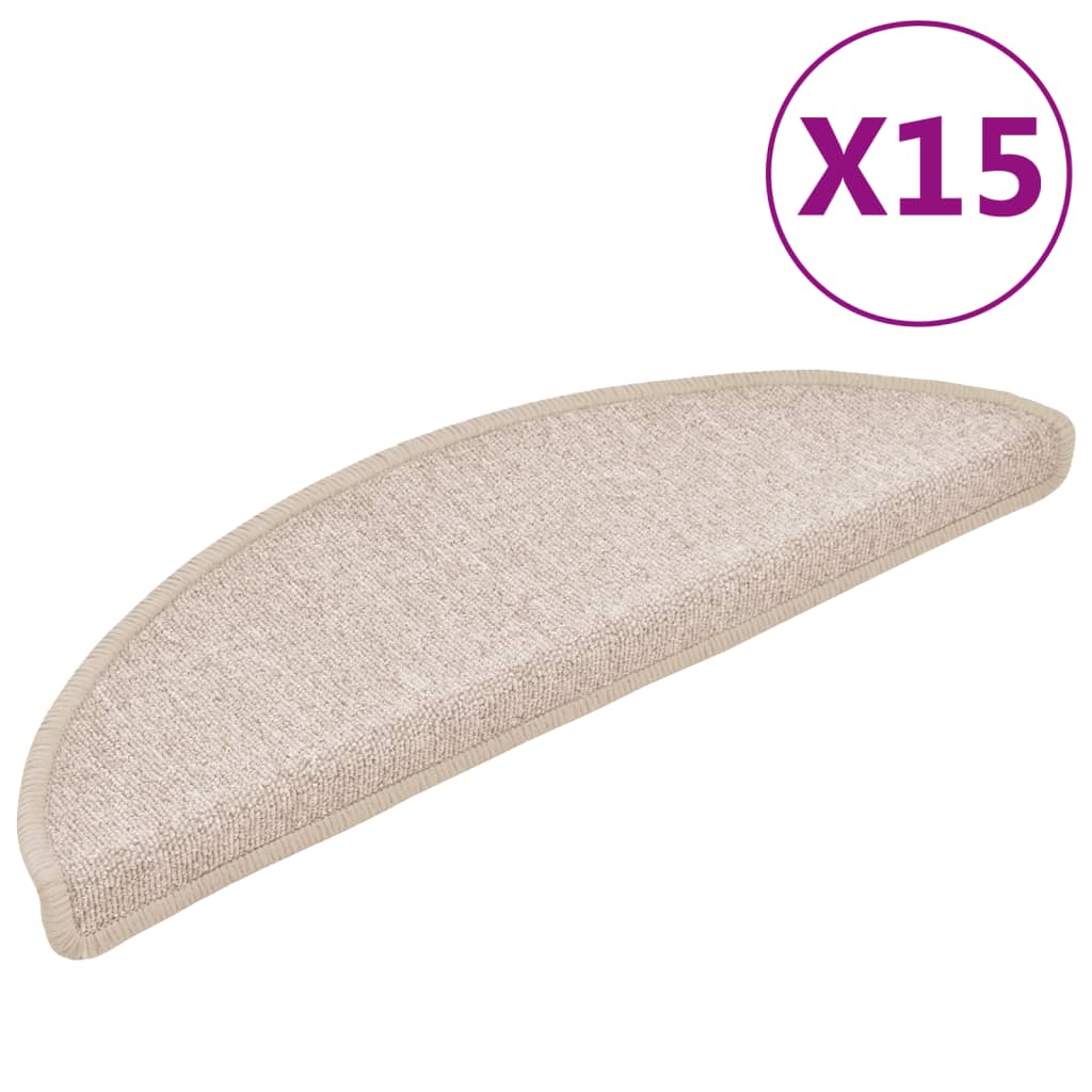 vidaXL Carpet Stair Treads 15 pcs Taupe 56x17x3 cm vidaXL.ie