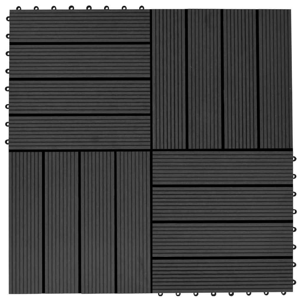 vidaXL 11 pcs Decking Tiles WPC 30x30 cm 1 sqm Black