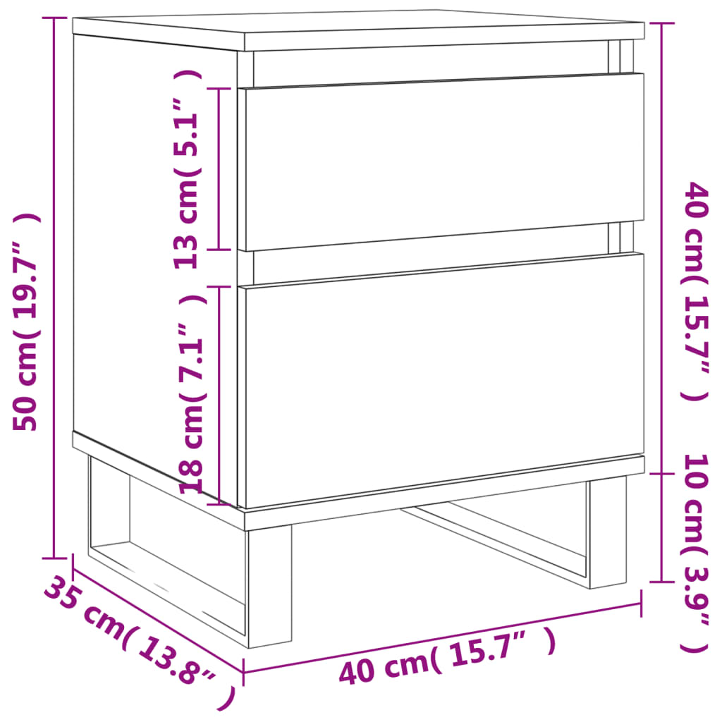 vidaXL Bedside Cabinet Grey Sonoma 40x35x50 cm Engineered Wood