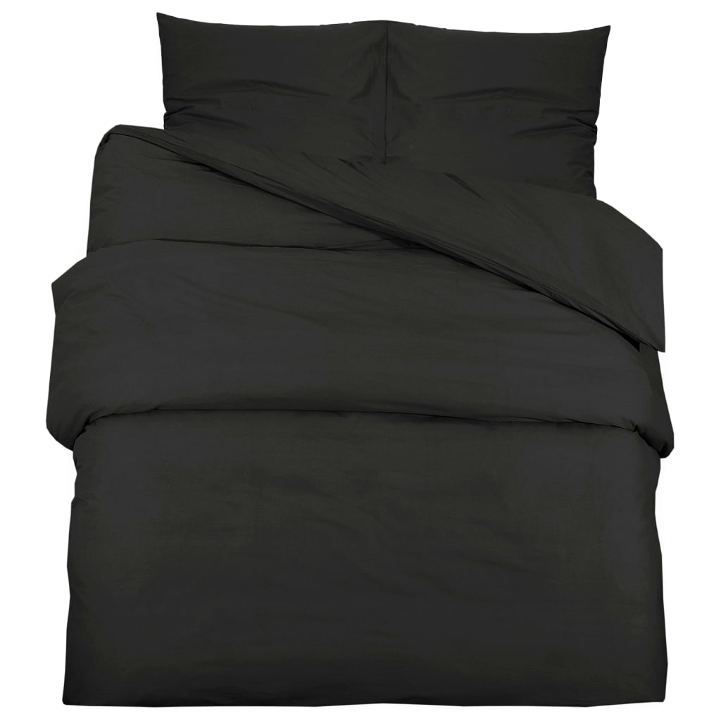 vidaXL Duvet Cover Set Black 155x220 cm Cotton