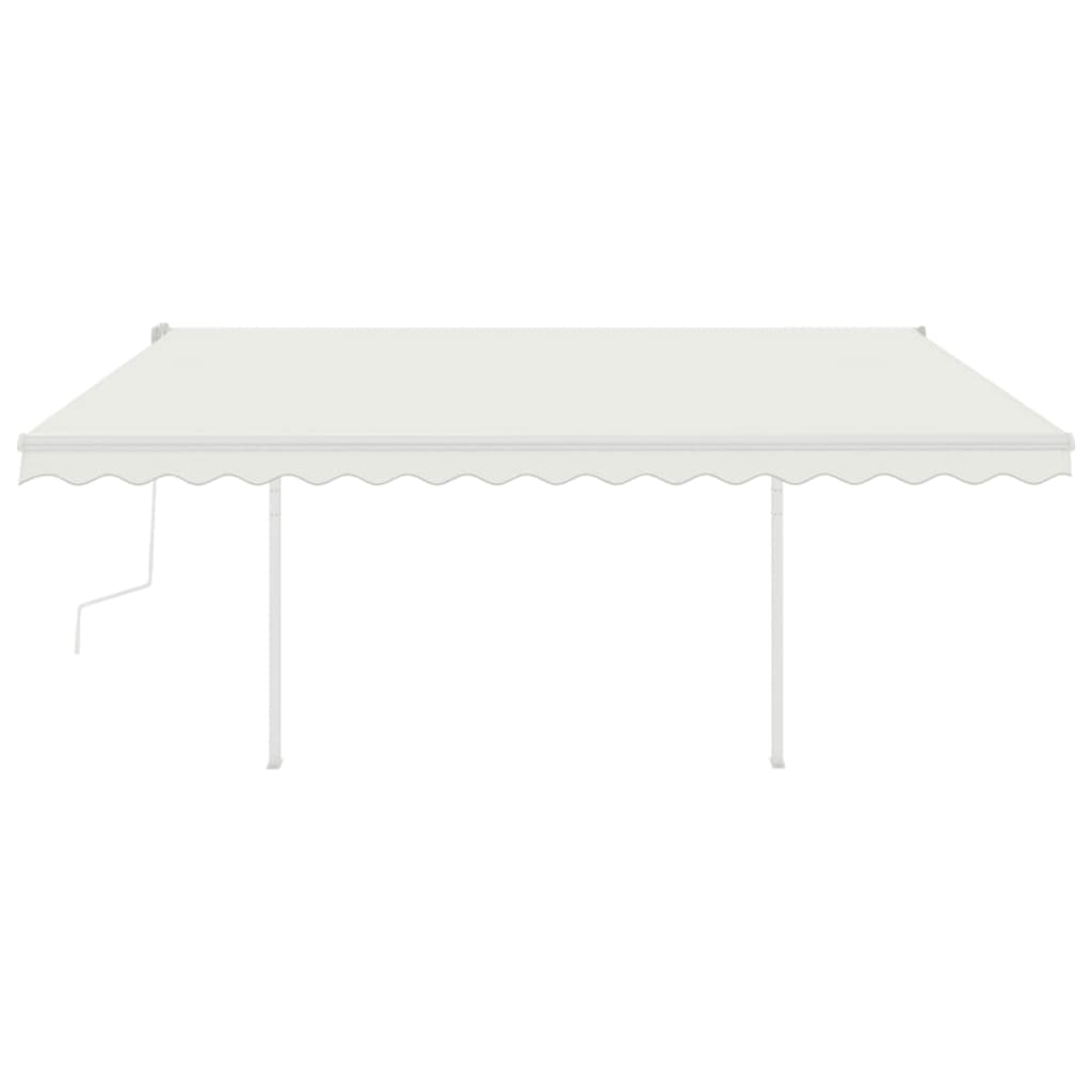 vidaXL Manual Retractable Awning with Posts 4x3 m Cream